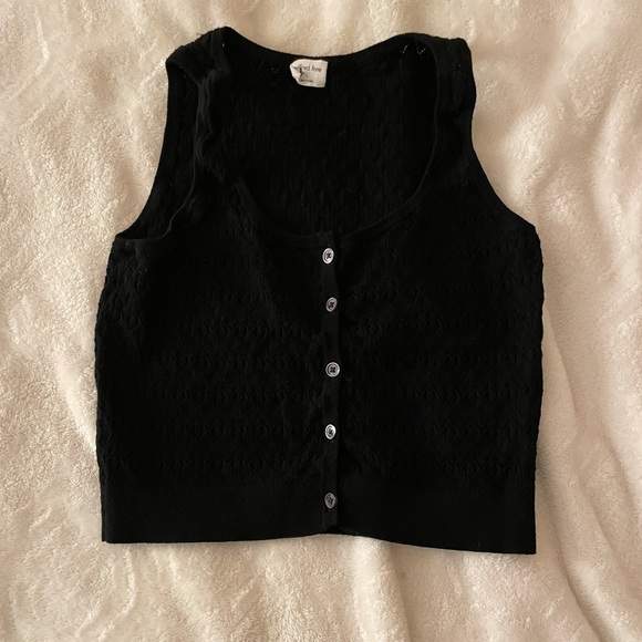 Black Wilfred Free Open Knit Button Up Tank Size S - Picture 2 of 4
